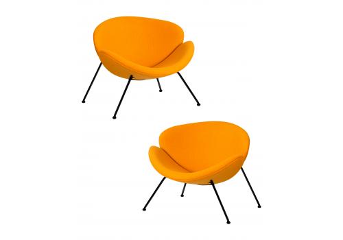  Набор 2 шт Кресло дизайнерское DOBRIN EMILY, желтая ткань AF13, черное основание, фото 1 