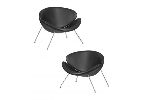  Набор 2 шт Кресло дизайнерское DOBRIN EMILY, черный винил YP16, хромированная сталь, фото 1 