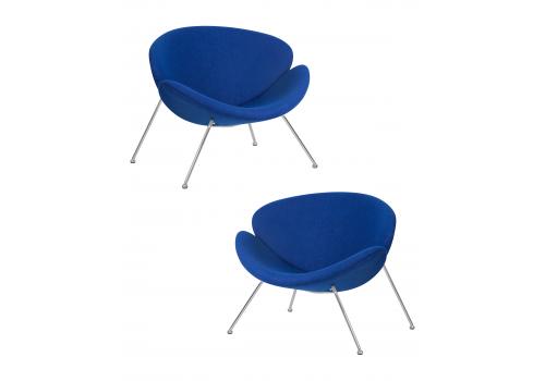  Набор 2 шт Кресло дизайнерское DOBRIN EMILY, синяя ткань AF6, хромированная сталь, фото 1 