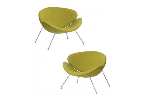  Набор 2 шт Кресло дизайнерское DOBRIN EMILY, светло-зеленая ткань AF3, хромированная сталь, фото 1 