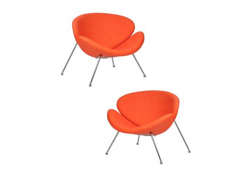  Набор 2 шт Кресло дизайнерское DOBRIN EMILY, оранжевая ткань AF, хромированная сталь, фото 1 
