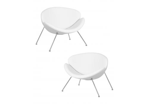  Набор 2 шт Кресло дизайнерское DOBRIN EMILY, белый винил YP17, хромированная сталь, фото 1 