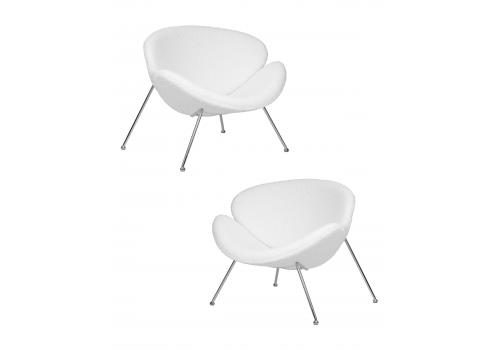  Набор 2 шт Кресло дизайнерское DOBRIN EMILY, белый (букле) ткань , хромированная сталь, фото 1 
