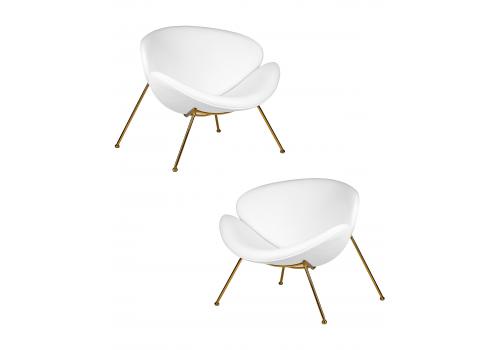  Набор 2 шт Кресло дизайнерское DOBRIN EMILY, белый винил YP17, золотое основание, фото 1 