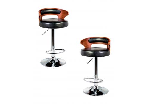  Набор 2 шт Стул барный DOBRIN FRED, коричневое дерево, чёрный, фото 1 