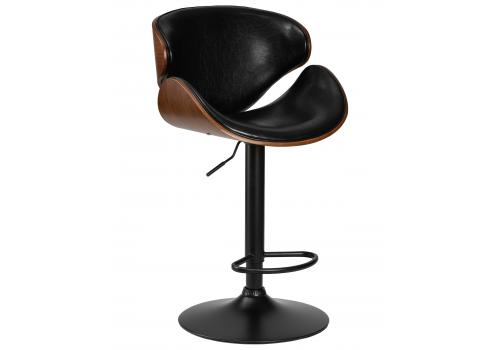  Стул барный DOBRIN KARTER BLACK, коричневый орех дерево (BWW), черный PU, фото 1 