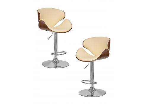  Набор 2 шт Стул барный DOBRIN KARTER, коричневое дерево, кремовый, фото 1 