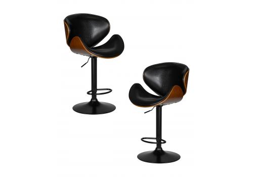  Набор 2 шт Стул барный DOBRIN JACK BLACK, цвет черный глянец PU ABD 002, фото 1 