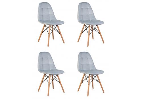  Набор 4 шт Стул обеденный DOBRIN BENNET, ножки светлый бук, пудрово-голубой велюр (HLR-15), фото 1 