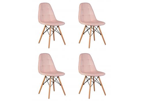  Набор 4 шт Стул обеденный DOBRIN BENNET, ножки светлый бук, пудрово-розовый велюр (HLR-39), фото 1 