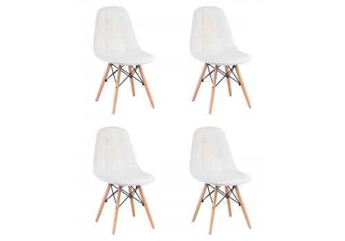  Набор 4 шт Стул обеденный DOBRIN BENNET, ножки светлый бук, белый, фото 1 