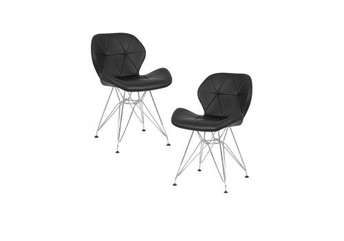  Набор 2 шт Стул обеденный DOBRIN BUTTERFLY CHROME, ножки хром, цвет чёрный, фото 1 