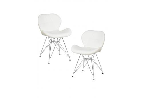  Набор 2 шт Стул обеденный DOBRIN BUTTERFLY CHROME, ножки хром, цвет белый, фото 1 