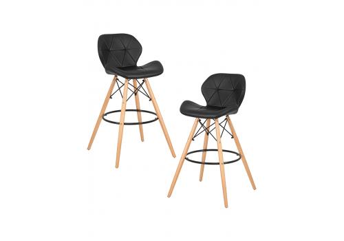  Набор 2 шт Стул барный DOBRIN BUTTERFLY BAR, ножки светлый бук, цвет чёрный, фото 1 