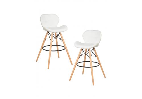  Набор 2 шт Стул барный DOBRIN BUTTERFLY BAR, ножки светлый бук, цвет белый, фото 1 
