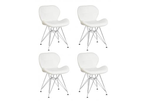  Набор 4 шт Стул обеденный DOBRIN BUTTERFLY CHROME, ножки хром, цвет белый, фото 1 