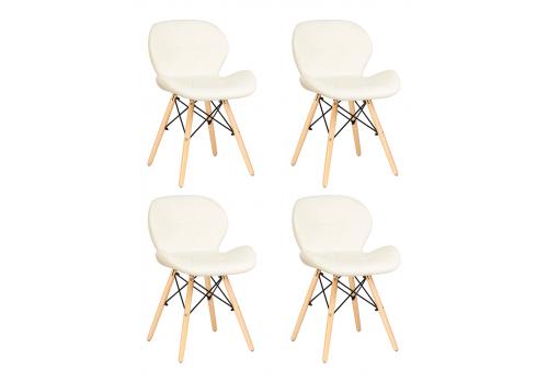  Набор 4 шт Стул обеденный DOBRIN BUTTERFLY, ножки светлый бук, цвет сиденья кремовый, фото 1 