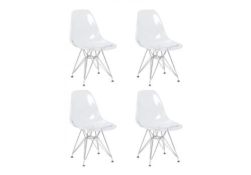  Набор 4 шт Стул обеденный DOBRIN DSR CASPER, ножки хром, цвет прозрачный, фото 1 