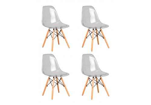  Набор 4 шт Стул обеденный DOBRIN DSW CASPER, ножки светлый бук, цвет прозрачный, фото 1 