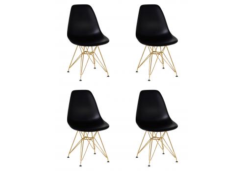  Набор 4 шт Стул обеденный DOBRIN DSR, ножки золотые, цвет чёрный (B-03), фото 1 