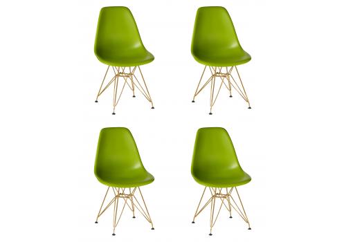  Набор 4 шт Стул обеденный DOBRIN DSR, ножки золотые, цвет салатовый (G-08), фото 1 