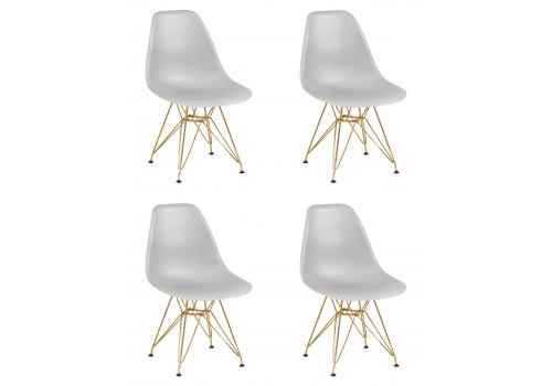  Набор 4 шт Стул обеденный DOBRIN DSR, ножки золотые, цвет светло-серый (GR-01), фото 1 