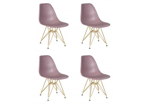  Набор 4 шт Стул обеденный DOBRIN DSR, ножки золотые, цвет сиреневый (P-04), фото 1 