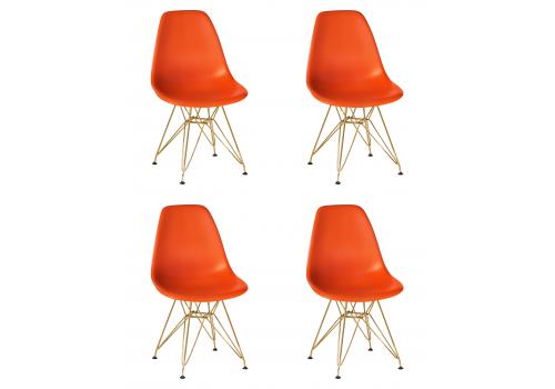  Набор 4 шт Стул обеденный DOBRIN DSR, ножки золотые, цвет оранжевый (O-02), фото 1 