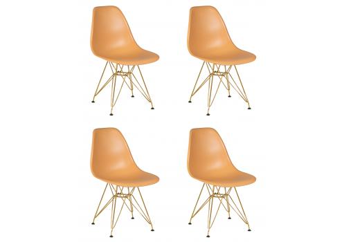  Набор 4 шт Стул обеденный DOBRIN DSR, ножки золотые, цвет персиковый (NX-Y-06), фото 1 