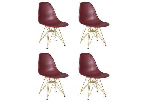  Набор 4 шт Стул обеденный DOBRIN DSR, ножки золотые, цвет сливовый (R-13), фото 1 