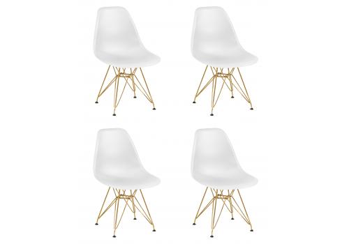  Набор 4 шт Стул обеденный DOBRIN DSR, ножки золотые, цвет белый (W-02), фото 1 