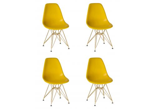  Набор 4 шт Стул обеденный DOBRIN DSR, ножки золотые, цвет жёлтый (Y-01), фото 1 