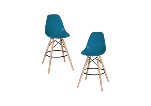  Набор 2 шт Стул барный DOBRIN DSW BAR, ножки светлый бук, цвет сиденья морской волны (G-05), фото 1 
