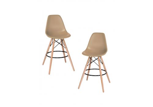  Набор 2 шт Стул барный DOBRIN DSW BAR, ножки светлый бук, цвет сиденья бежевый (GR-03), фото 1 