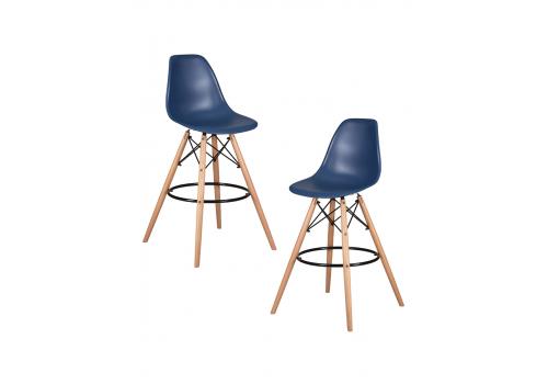  Набор 2 шт Стул барный DOBRIN DSW BAR, ножки светлый бук, цвет тёмно-синий (BE-12), фото 1 