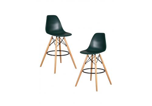  Набор 2 шт Стул барный DOBRIN DSW BAR, ножки светлый бук, цвет тёмно-зеленый (G-13), фото 1 