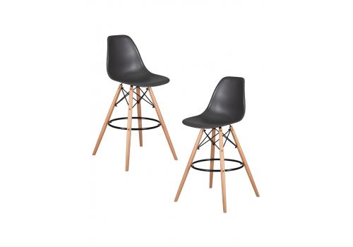  Набор 2 шт Стул барный DOBRIN DSW BAR, ножки светлый бук, цвет тёмно-серый (GR-04), фото 1 