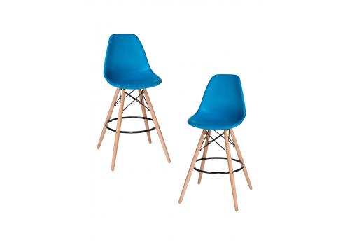  Набор 2 шт Стул барный DOBRIN DSW BAR, ножки светлый бук, цвет сиденья голубой (BE-02), фото 1 