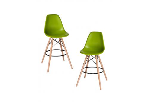  Набор 2 шт Стул барный DOBRIN DSW BAR, ножки светлый бук, цвет сиденья салатовый (G-08), фото 1 