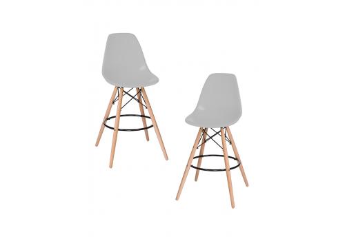  Набор 2 шт Стул барный DOBRIN DSW BAR, ножки светлый бук, цвет сиденья светло-серый (GR-01), фото 1 