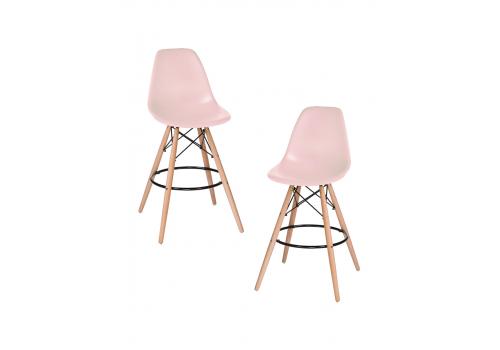  Набор 2 шт Стул барный DOBRIN DSW BAR, ножки светлый бук, цвет сиденья светло-розовый (PK-02), фото 1 