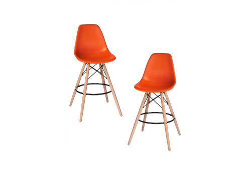  Набор 2 шт Стул барный DOBRIN DSW BAR, ножки светлый бук, цвет сиденья оранжевый (O-02), фото 1 