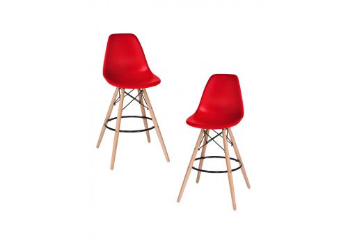  Набор 2 шт Стул барный DOBRIN DSW BAR, ножки светлый бук, цвет сиденья красный (R-02), фото 1 
