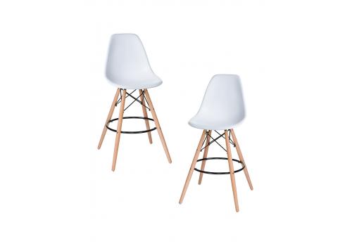  Набор 2 шт Стул барный DOBRIN DSW BAR, ножки светлый бук, цвет сиденья белый (W-02), фото 1 