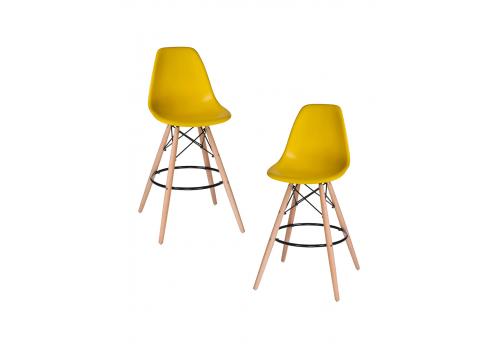  Набор 2 шт Стул барный DOBRIN DSW BAR, ножки светлый бук, цвет сиденья жёлтый (Y-01), фото 1 