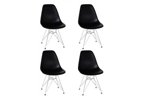  Набор 4 шт Стул обеденный DOBRIN DSR, ножки хром, цвет чёрный (B-03), фото 1 