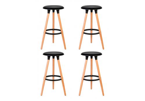  Набор 4 шт Табурет барный DOBRIN ROYCE, ножки светлый бук, цвет чёрный (B-03), фото 1 