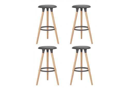  Набор 4 шт Табурет барный DOBRIN ROYCE, ножки светлый бук, цвет темно-серый (GR-04), фото 1 