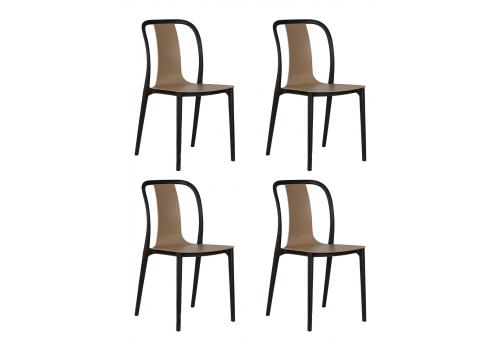  Набор 4 шт Стул обеденный DOBRIN ADAM, черный/бежевый, фото 1 
