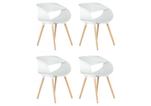  Набор 4 шт Стул обеденный DOBRIN ALIEN, ножки светлый бук, цвет белый (W-02), фото 1 